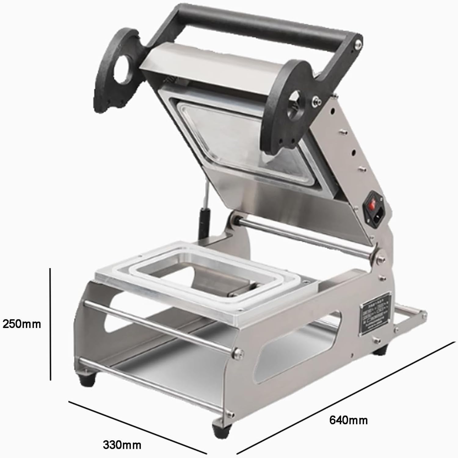 Máquina selladora de alimentos, sellador térmico comercial de 600 W con ajuste de temperatura, 7-8 veces/minuto, para restaurantes, mariscos y barbacoas, ancho de película 180 mm