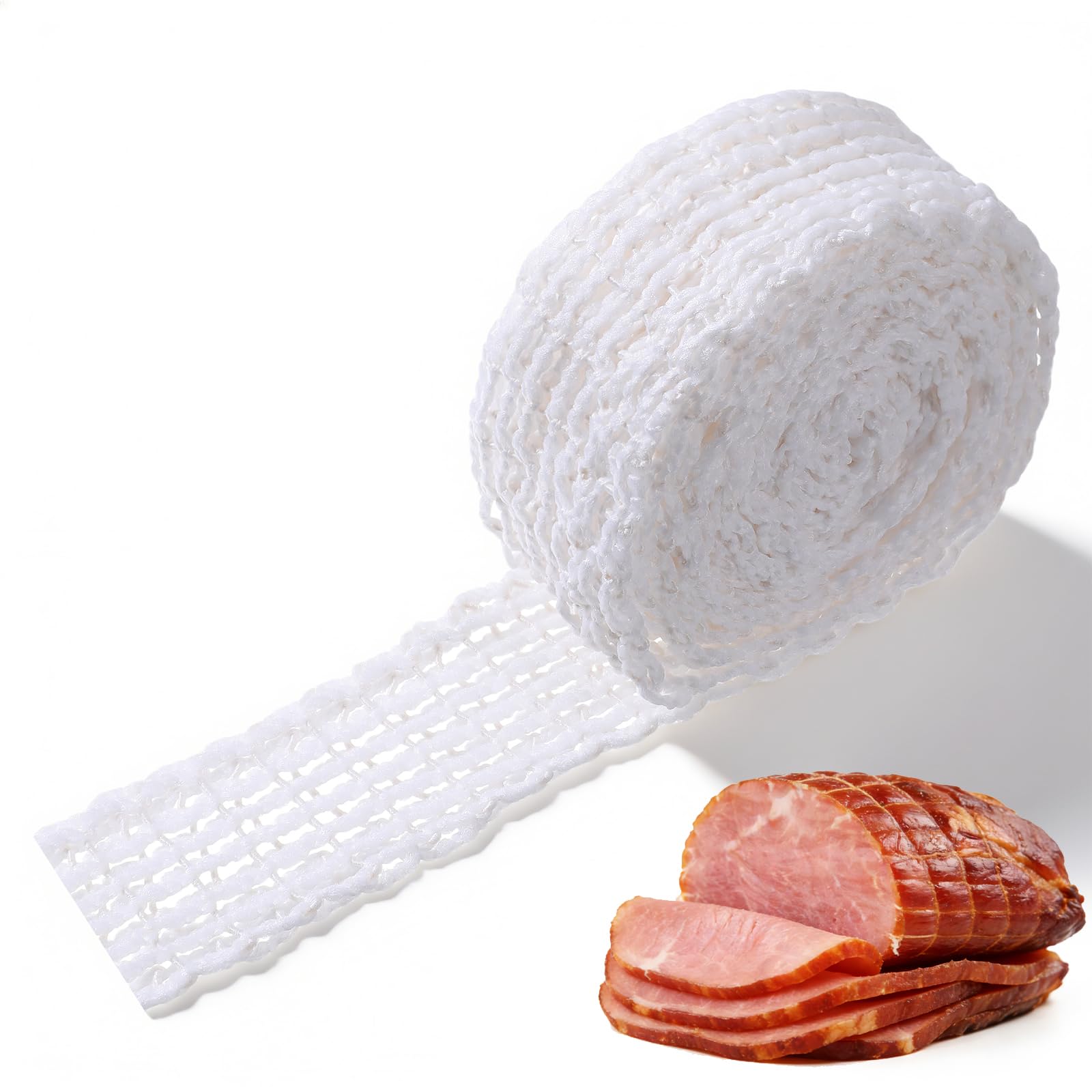 JJUNW Rollbratennetz, Schinkennetz zum Räuchern 16 Löcher Fleischnetz Elastisches 118zoll Rouladennetz Bratennetz Kaliber zum Aufbewahren Aufhängen Backen Kochen Schinken Fleischwurst