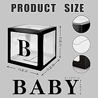 Vista 2 de CJT Cajas de bebé con letras para bebé y fiesta de cumpleaños, 4 piezas, fondo de caja de globo transparente negro