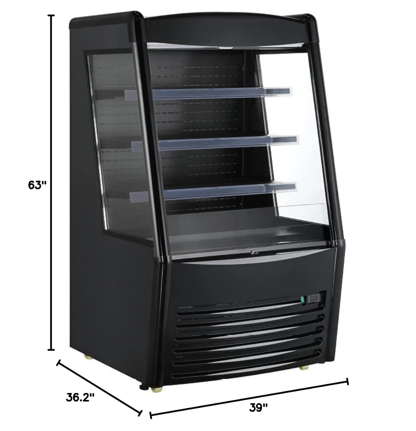 Kool-It KOM-36BK 36' Refrigerated Self-Serve Display Case Merchandiser, Black, 14 Cubic Feet, 115v