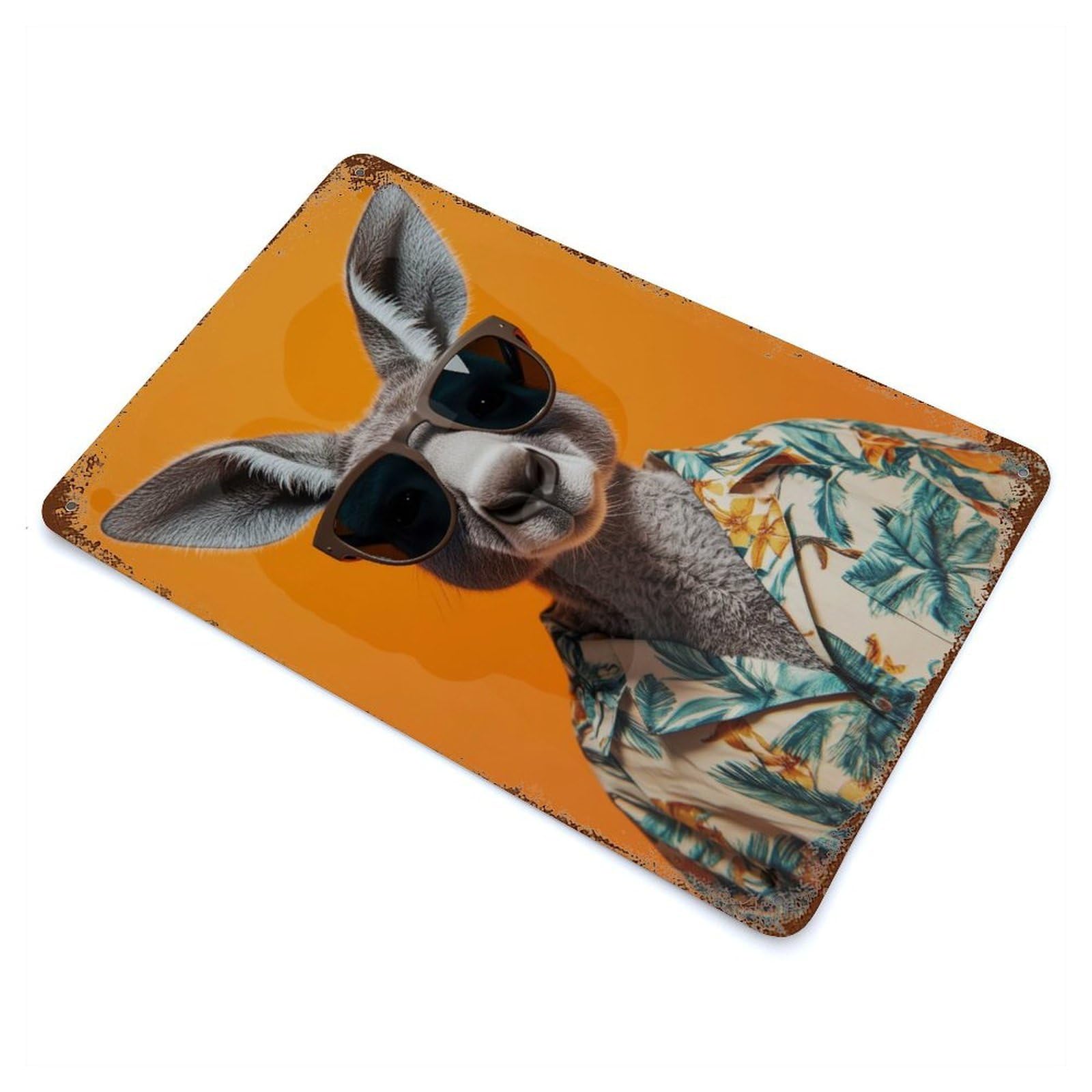 Cool Kangaroo in Hawaiian Shirt Decorative Tin Sign 11.8"x7.9", for Farmhouse, Kitchen And Entryway Decor, Shabby Chic Decor