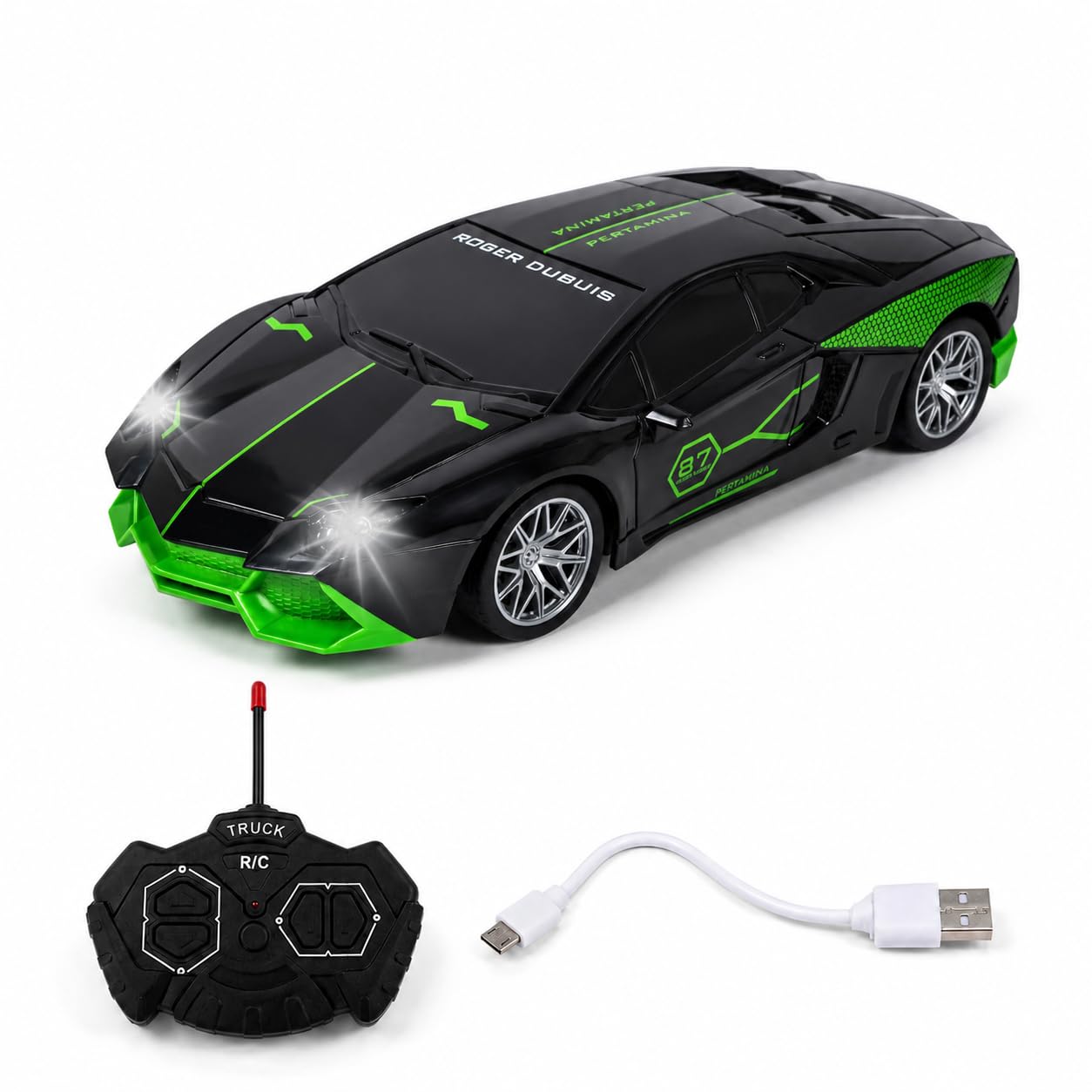 Wishkey Remote Control Car Toy Super High Speed Racing Car with Stylish Looks & Modern Design,RC Vehicle Toy for Kids Age 4+ Years Black-Green, (Pack of 1)-image-17