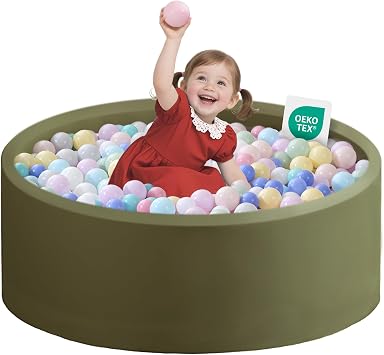 Zedachica Ball Pit for Toddlers 1-3 Memory Foam Ball Pits 35.4''x11.81'' Baby Ball Pit Indoor and Outdoor Game Round Play Ball Pool For Children for Girls and Boys Sage Green, NO Balls
