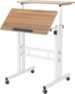 sogesfurniture Adjustable Stand up Desk Computer Stand Desk Mobile Laptop Sit Stand Computer Desk,Oak BHCA-101-OK