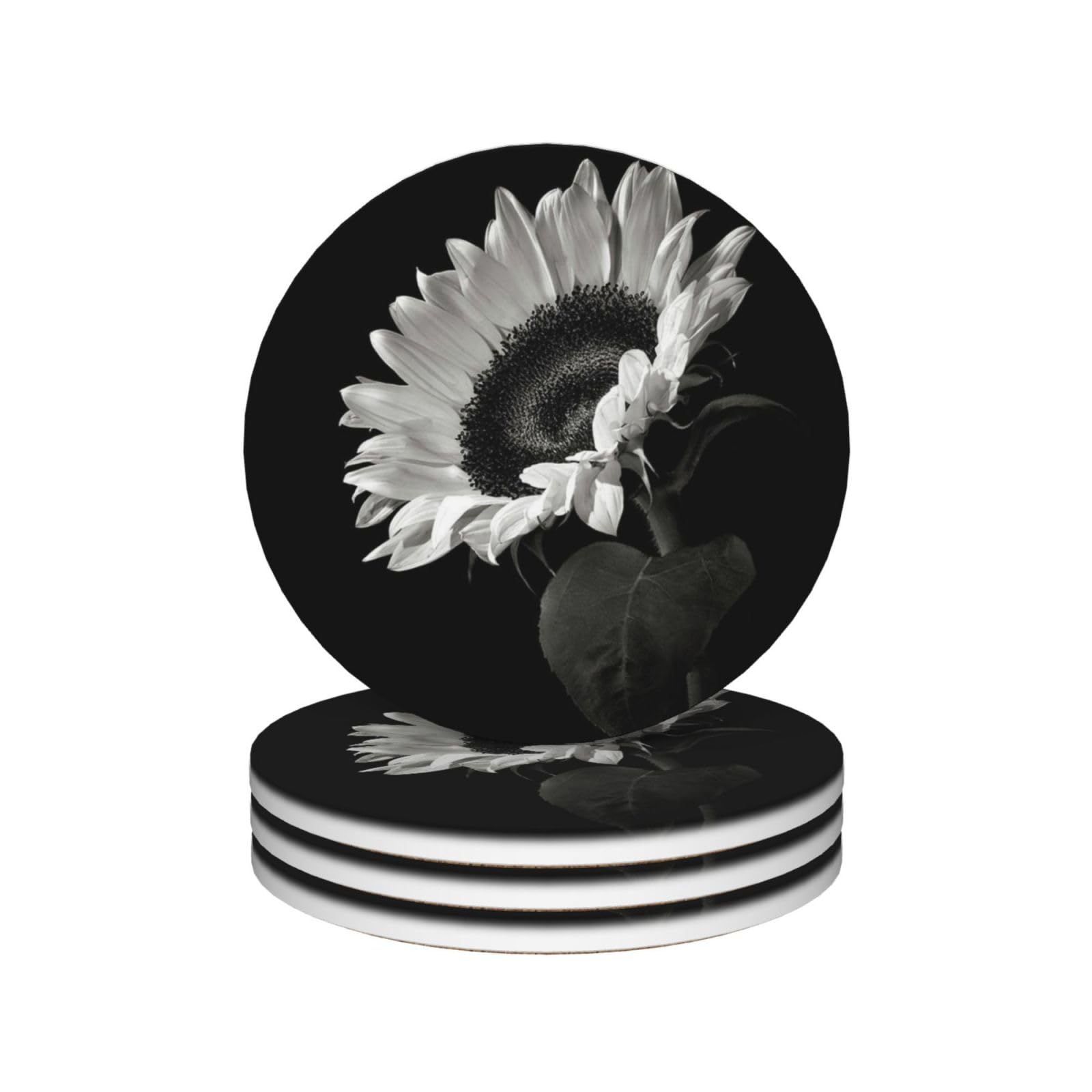Dessous de verre céramique lot de 4 tournesol noir gris idée cadeau maison