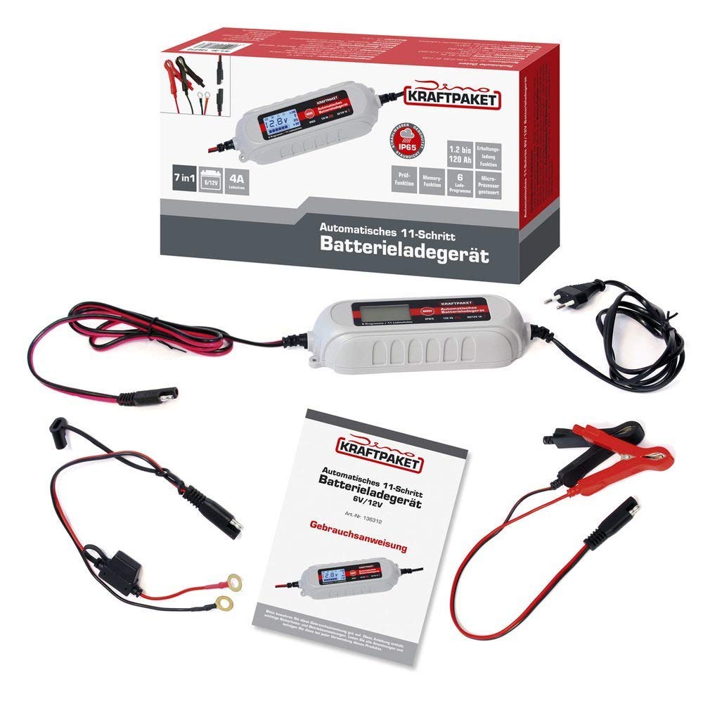Dino KRAFTPAKET 136150 12V-1500A Starthilfegerät 62.9Wh-Die Neue kraftvolle Generation & 4A-6V/12V intelligentes und automatisches Batterieladegerät | Für Blei-Säure, Gel, Start/Stopp EFB