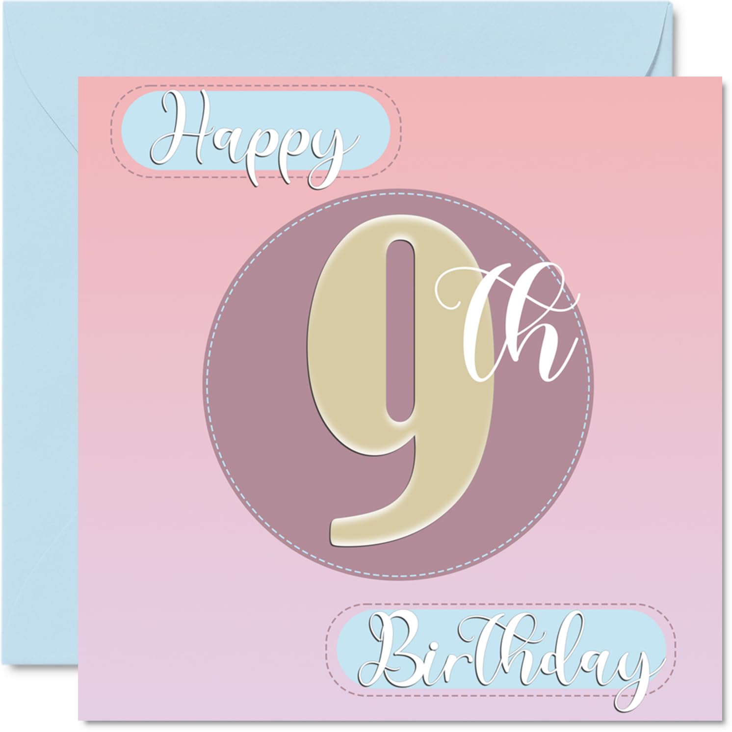 9th Birthday Cards for Girls - Sewing Stitch - Happy Birthday Card for 9 Year Old Girl Granddaughter Niece Daughter Cousin, 145mm Bday Greeting Cards