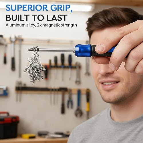 Miniatura 5 de Anillo magnético de cabeza de destornillador mejorado, cabeza de destornillador, soporte magnético para tornillos con diseño antideslizante, bobina