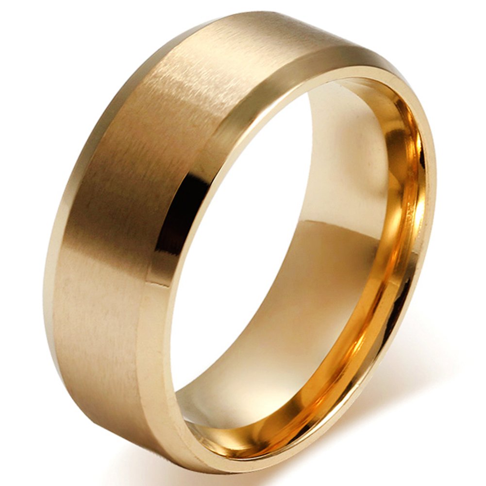 JewelryWeAnillo de Hombre Mujer Unisex, 8mm Anillo Clásico de Boda Compromiso, Acero Inoxidable,Color Negro Plateado Dorado Oro Rosa, Estilo Mecánico Minimalista，Regalo para Navidad