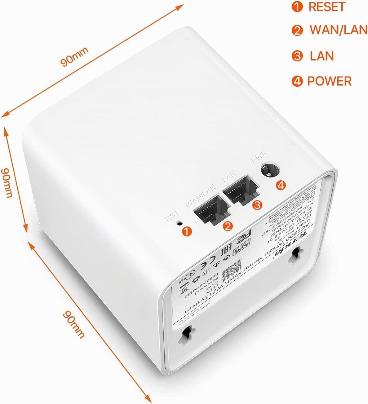 Tenda AC1200 MW3 2-Pack Dual-Band Mesh WiFi System 200 m² Coverage Parental Control