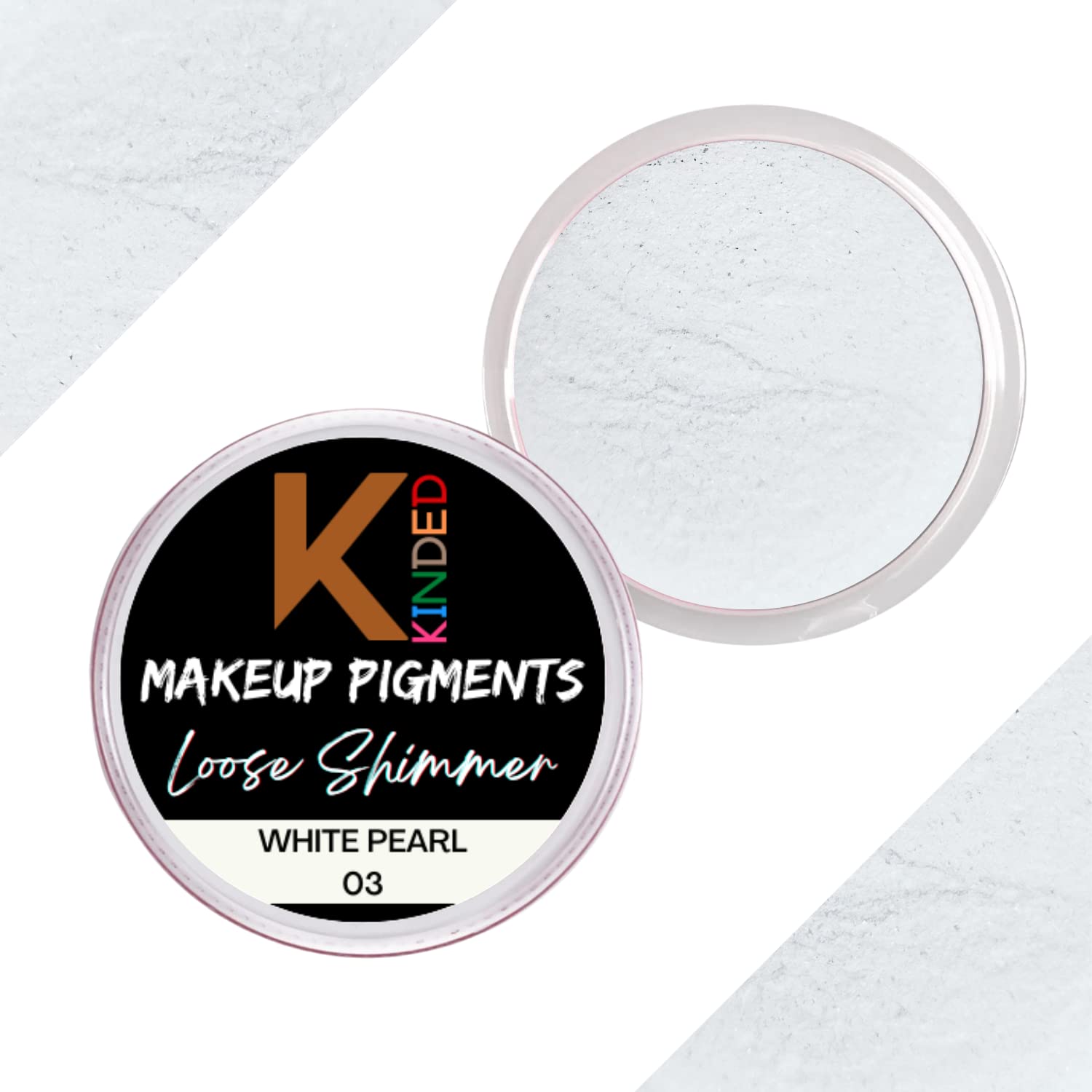 KINDED Loose Shimmer Makeup Foil Pigments Glitter Eyeshadow for Smokey Eyes Face Brow Bones Body Highlighter Metallic Lip Gloss Nail Art Beauty Shiny Powder Pearls Dust for Women (White Pearl, 3 gm)-image-17