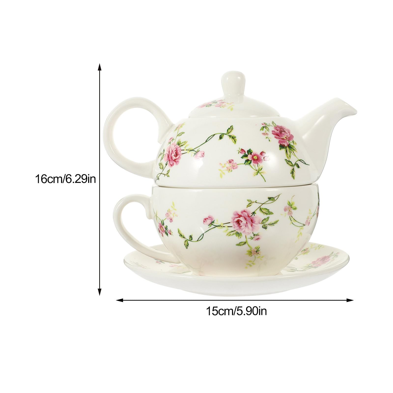 SEWACC Keramik Teekannen Satz mit Tasse und Untertasse Hitzebeständig Kleiner Chinesischer Teekessel für Losen Tee und Blütentee Klassisches Retro Design für Teeliebhaber und Reisende