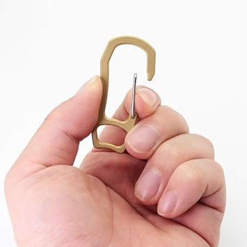 PPFISH 2PCS Solid Brass Heavy Duty Carabiner Keychain, EDC Quick Release Hooks with Brass Key Ring Set for Men Women