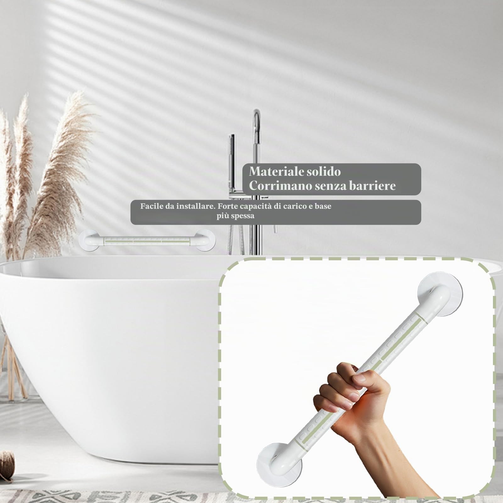 Maniglione doccia, Maniglione bagno disabili, Maniglioni per Anziani In Acciaio Inossidabile, Maniglie antiscivolo di sicurezza, 60 cm, antiscivolo, in ABS 304, in acciaio inox, per bambini, anziani