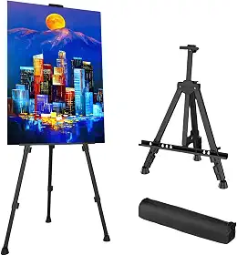 Cavalete De Pintura Em Tela Portátil e Ajustável 1,60m – Leve, Dobrável, Resistente, Ideal para Artistas, Estúdios, Escolas e Pintura ao Ar Livre Suporte Cavalete De Artista Preto Linha Super Premium