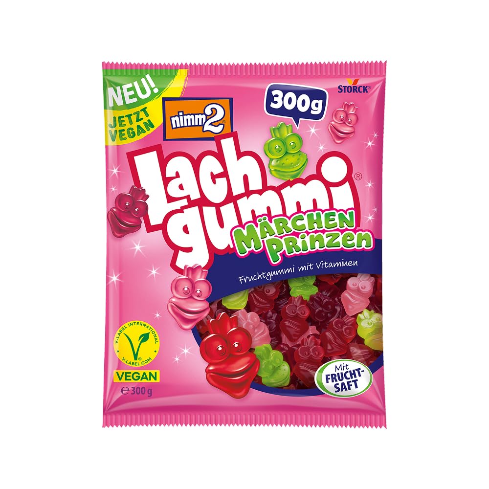 nimm2 Lachgummi Märchenprinzen – 1 x 300 g – Vegane Fruchtgummis mit Fruchtsaft und Vitaminen – Süßigkeit in sechs Geschmacksrichtungen