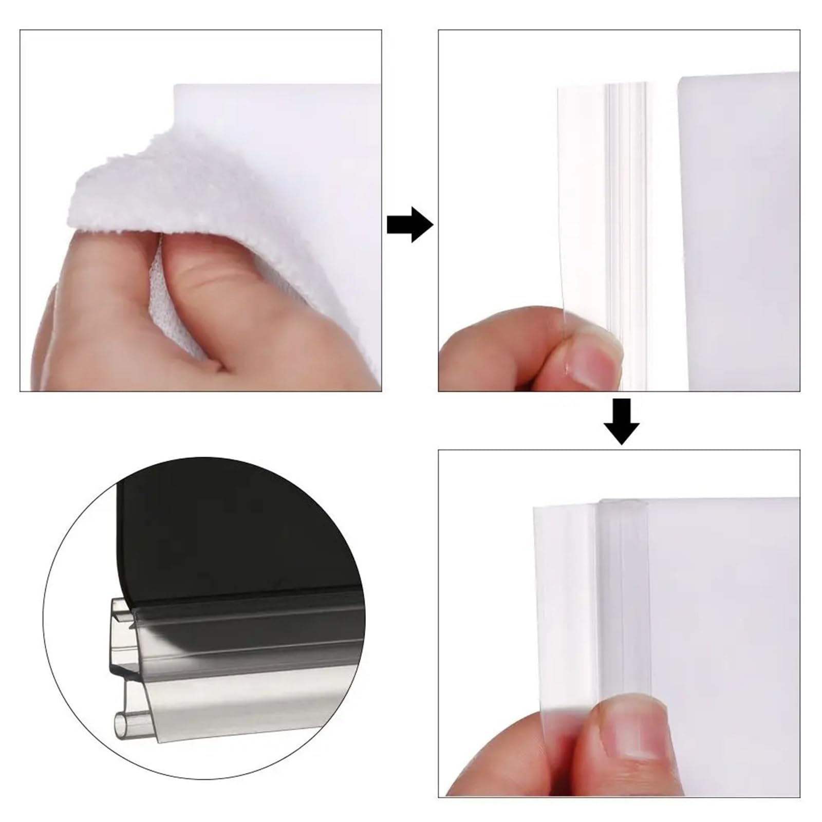 Guarnizione per porte in vetro da bagno, Striscia Guarnizione for Schermo Doccia 4m Trasparente Misure Multiple 8 Pz(C-12mm)