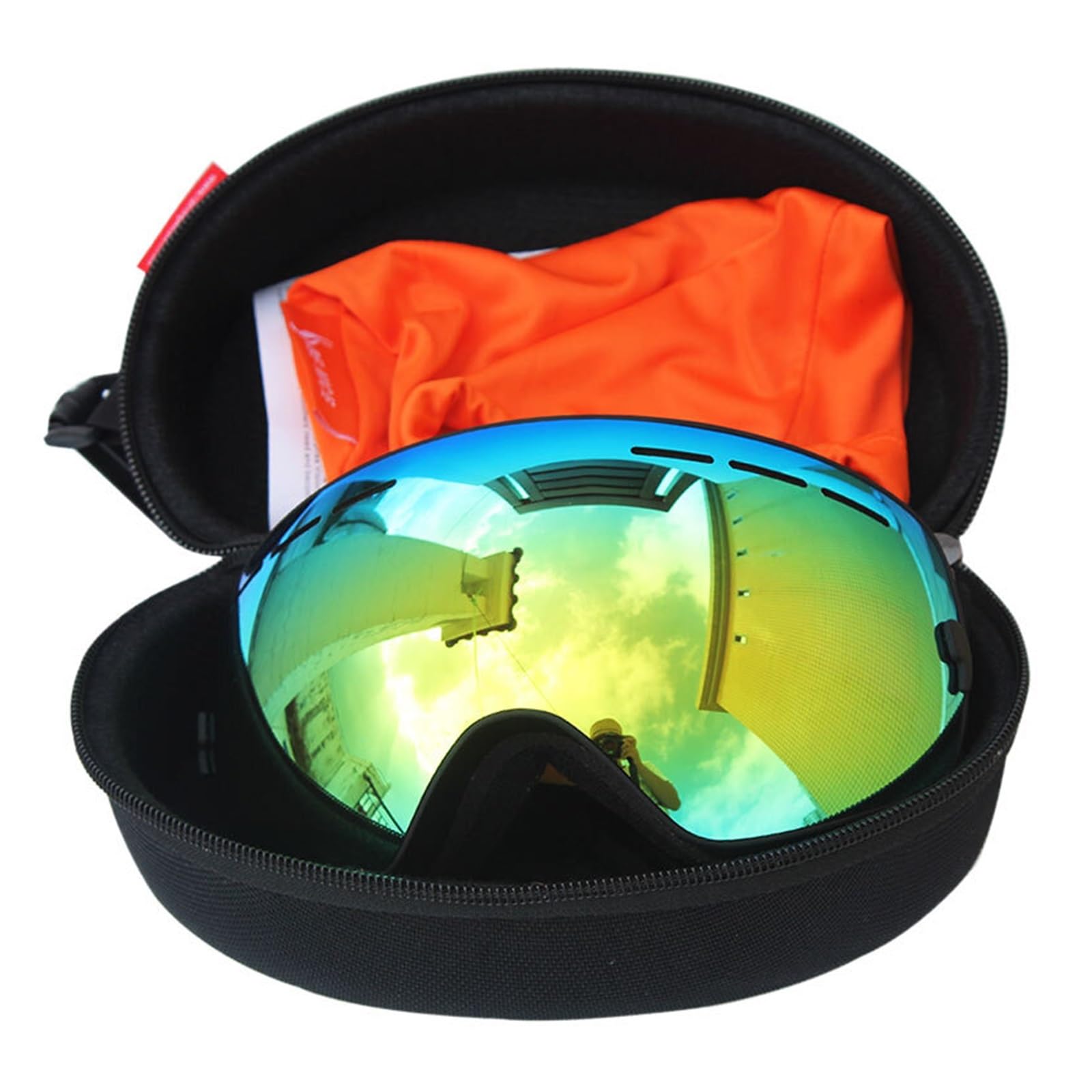 Occhiali da sci Occhiali da sci a doppio strato Occhiali da sci grandi Occhiali da sci Occhiali da snowboard Occhiali da sci Occhiali da sole con lenti a specchio Custodia per occhiali da estern