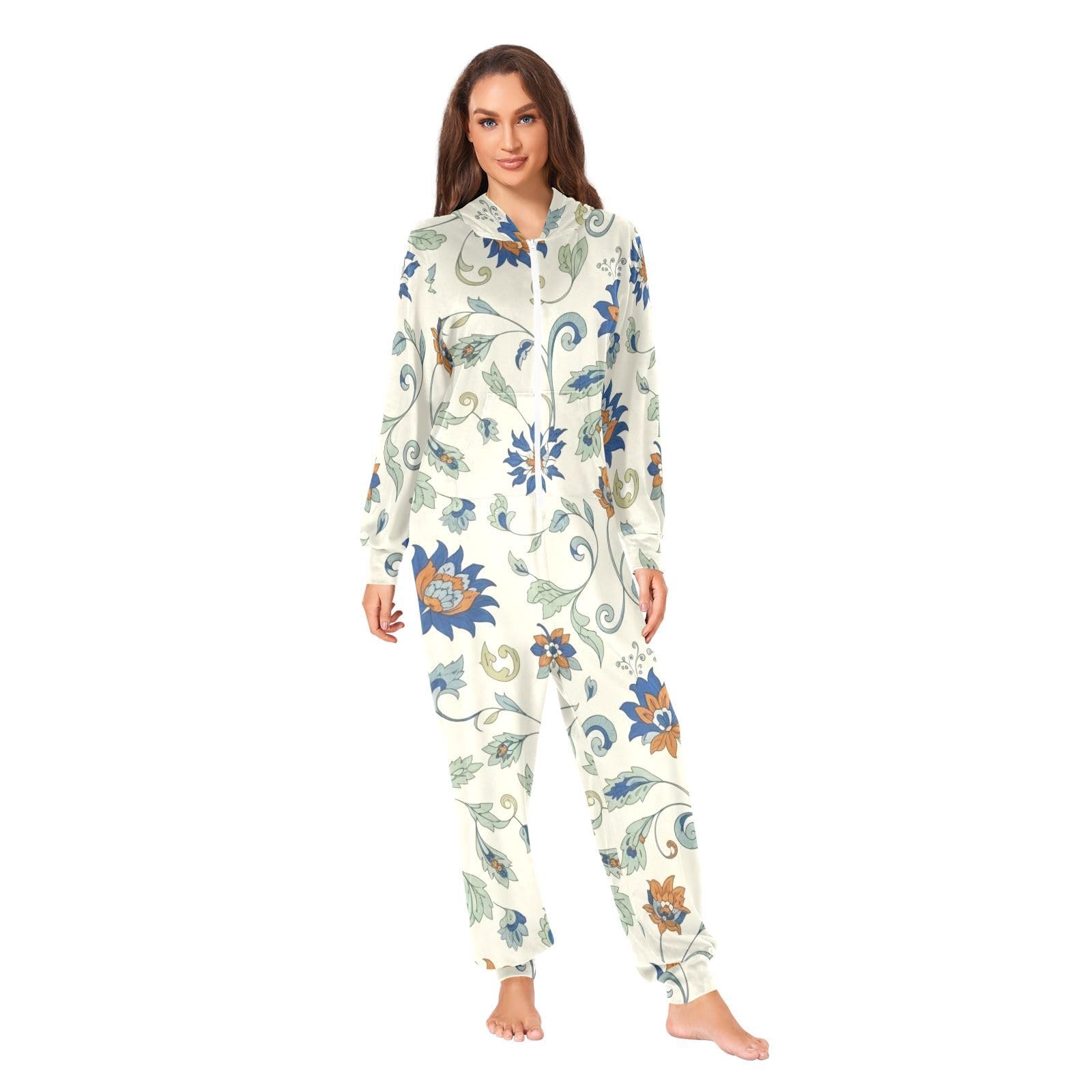 Elegante tutina natalizia con motivo floreale color crema, per adulti e donne