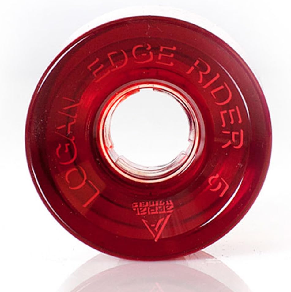 "Logan Edge Rider 5" Park Skateboard Wheels (Set of 4) for Street, Vert and Pool Deck, 59mm/87 Durometer, Red/Clear