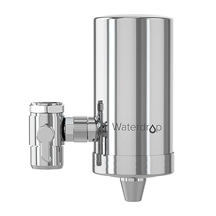 Waterdrop WD-FC-06 304 Stainless-Steel Faucet Water Filter, NSF Certified Carbon Block Water Filtration System, Removes Chlorine, Heavy Metals and Bad Taste (1 Filter Included)