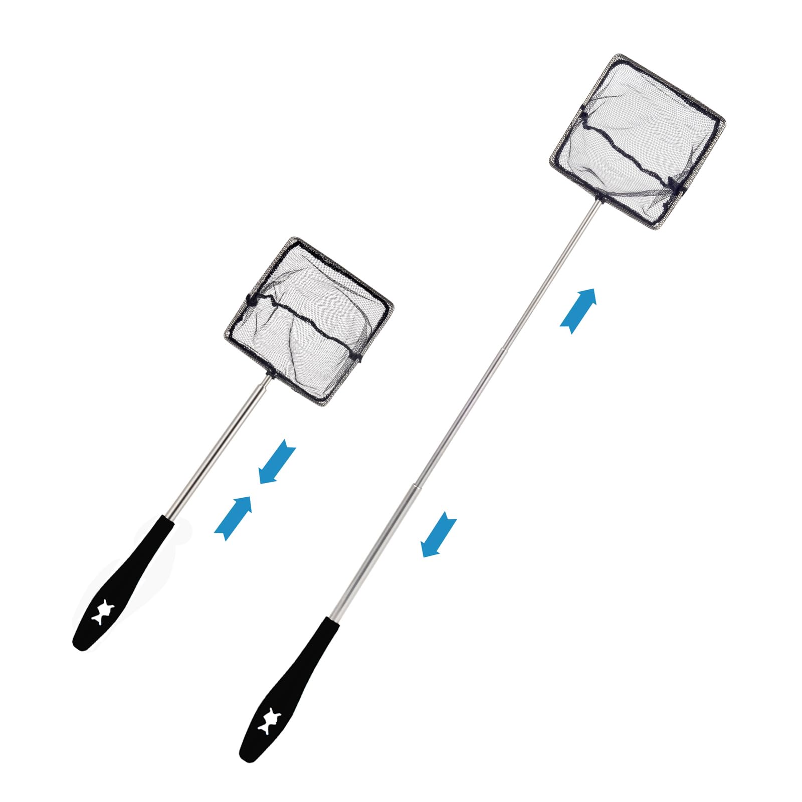 Epuisette Aquarium avec Manche Télescopique en Acier Inoxydable, Épuisette Aquarium pour Attraper Les Petits Poissons et Crevettes et Nettoyer L'aquarium, Extensible 31-61cm
