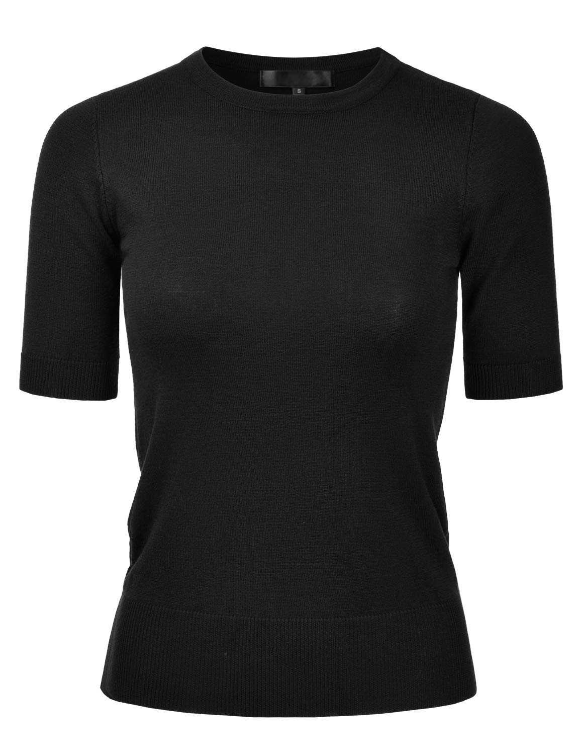 EIMIN Women's Crewneck 1/2 Sleeve Slim Fit Pullover Knit Sweater Top (S-XL)