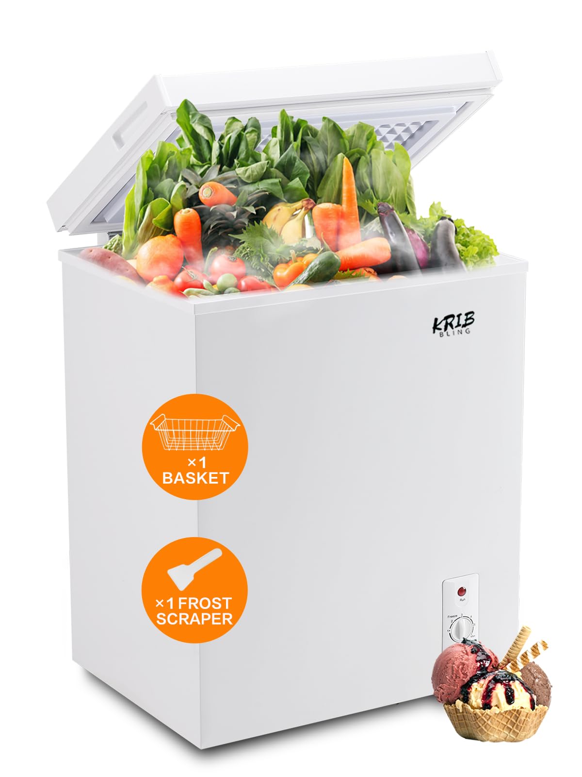 KRIB BLING ZT-86Qwhite 5 cu ft Chest Freezer White