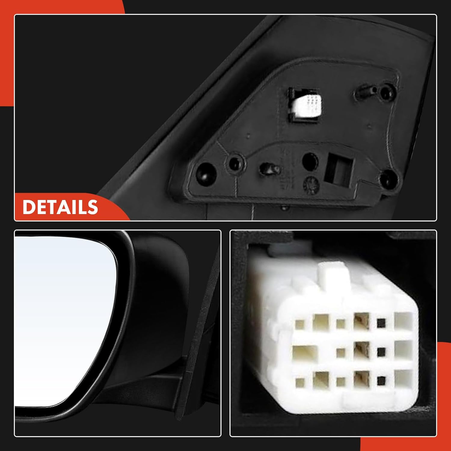 A-Premium Driver Side Power Door Mirror Compatible with Mazda CX-9 CX9 2007 2008 2009 - Non-Heated Power Folding Smooth Black Outside Rear View Mirror