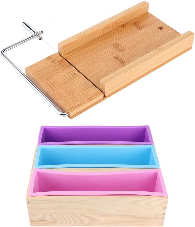 Baking Sets,1200ml DIY Silicone Soap Making Wooden Box Set Manual Soap Cutter with Sc Kitchen Tool