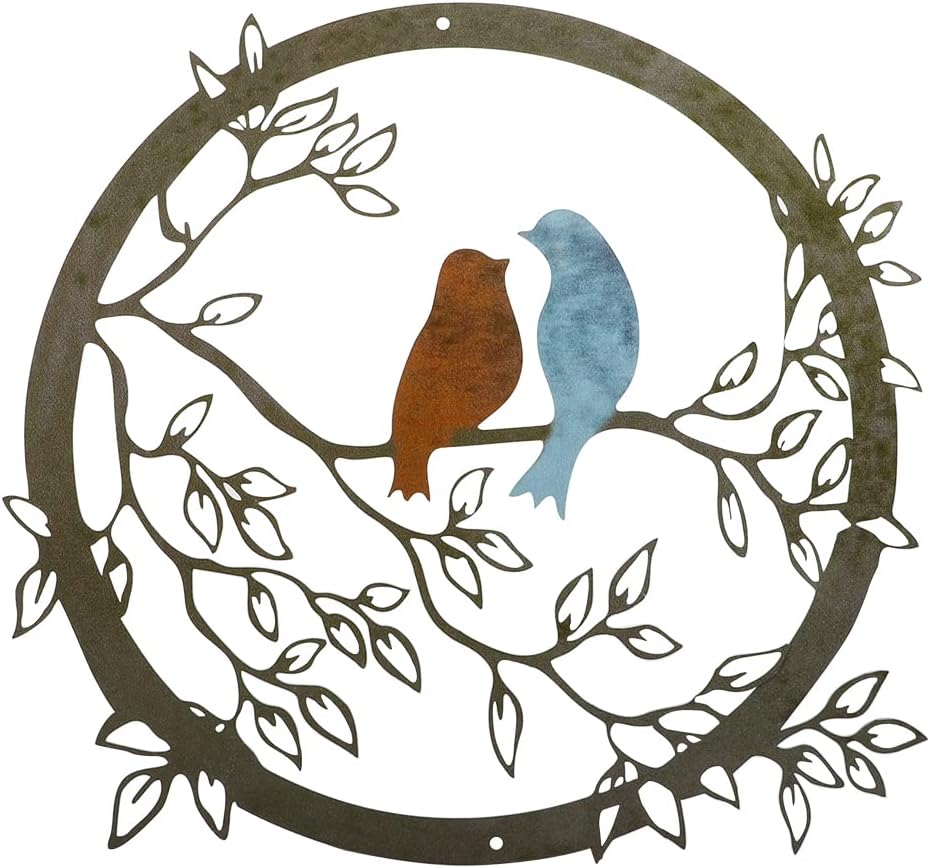 Bochino Metal Wall Art Vivid Birds on Tree Branch Wall