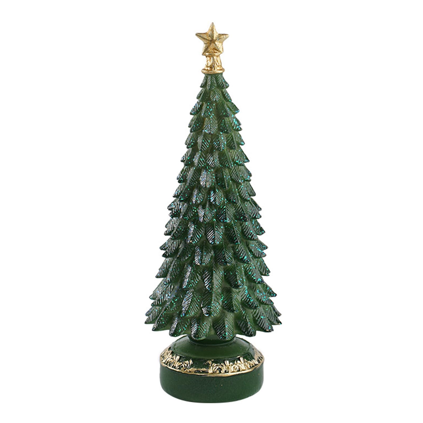 KAQNTUD Resin Christmas Tree Figure Ornament Miniature Decoration for Living Room Bedroom Office Desk Display Stable Base