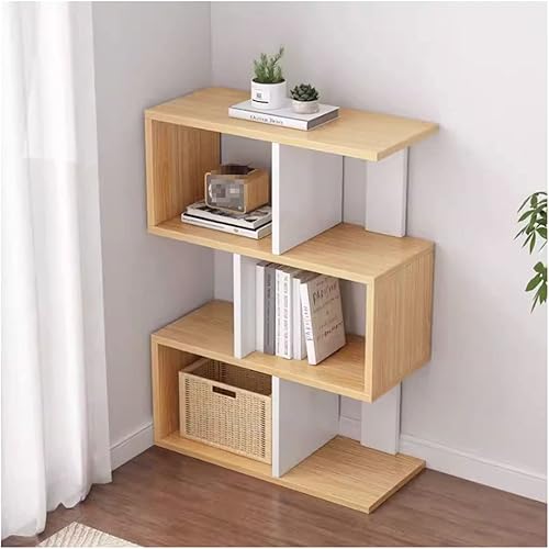 ZAJ Librería de 3 niveles, estantería geométrica de pie en forma de S, moderna estantería decorativa de almacenamiento para el hogar, oficina,