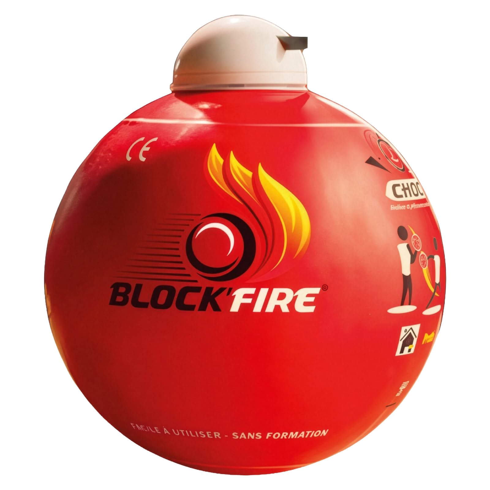 Block'Fire - Bola de extintor compacta con soporte, protección contra incendios para casa, garaje, oficina y vehículo, sin mantenimiento, 5 años, formato ligero y fácil de instalar