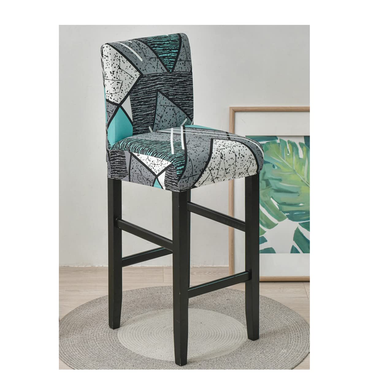 XGANGM Extensible Housse de Tabouret de Bar avec Dossier, Lot de 2/4/6 Imprimé Motif Couvre de Tabouret Haute Couverture de Chaise pour Cuisine Chaise de Salle à Manger,Floral 16,2pcs
