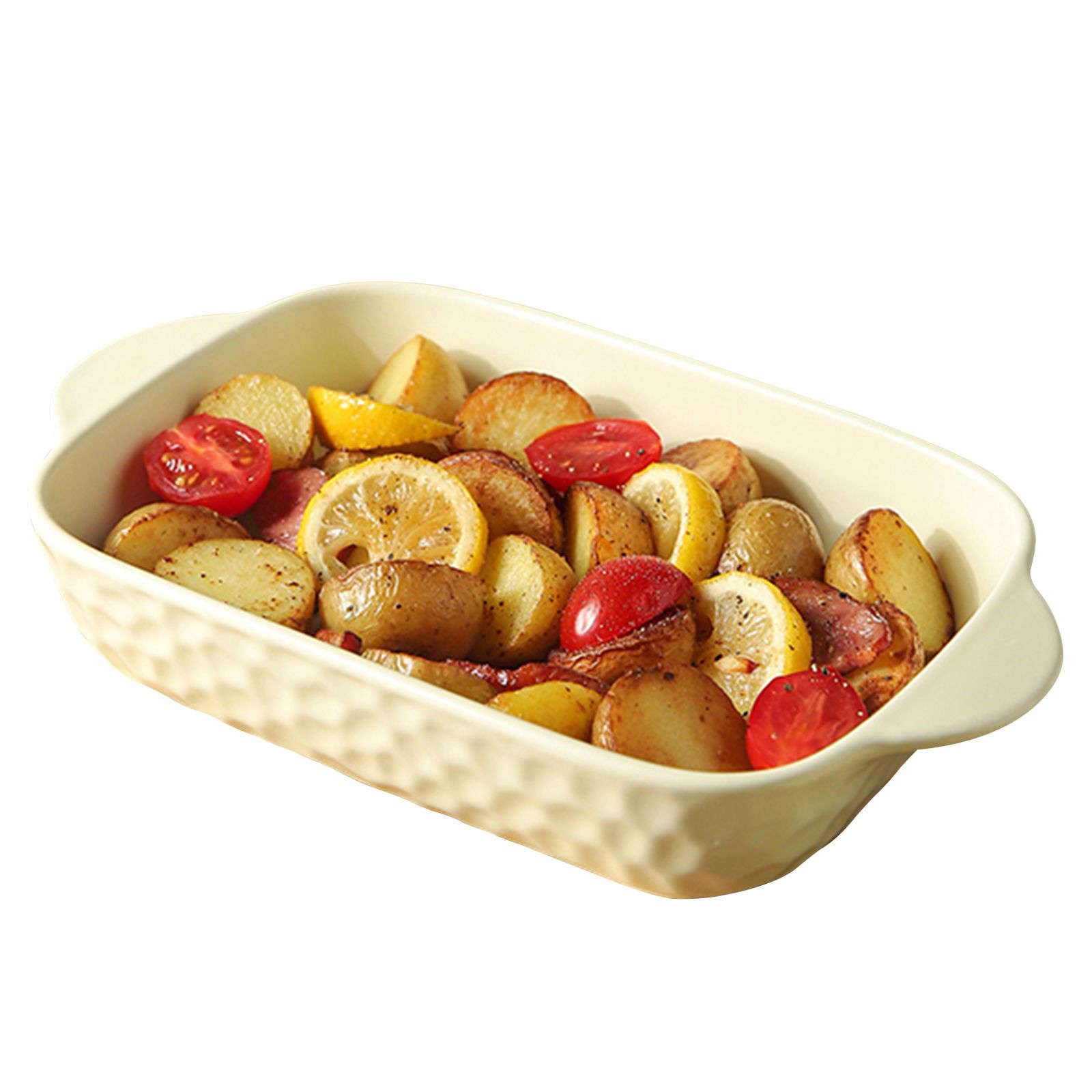 Set Di 2 Teglie Da Forno In Ceramica Dipinta A Mano Stile Rétro: Grandi E Piccole, Con Manici, Adatte A Microonde E Lavastoviglie (Motivi Floreali Verdi)