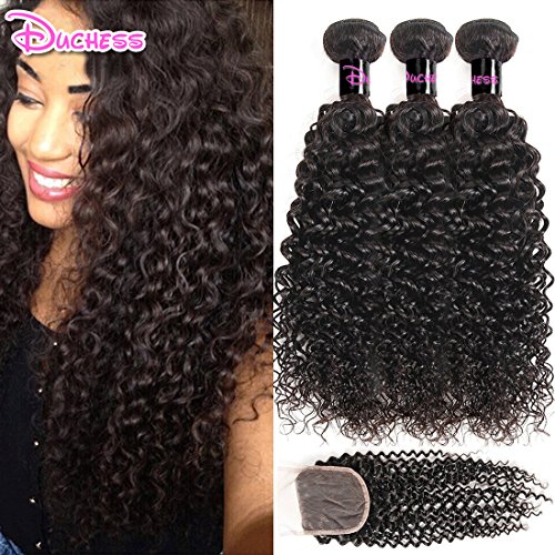 613 Human Hair Bundles With Frontal Brazilian Virgin Hair Weave Bundles With Frontal Water Wave 3 Bundles With Lace Frontal Free Part (10 12 14+10, water bundle with closure)