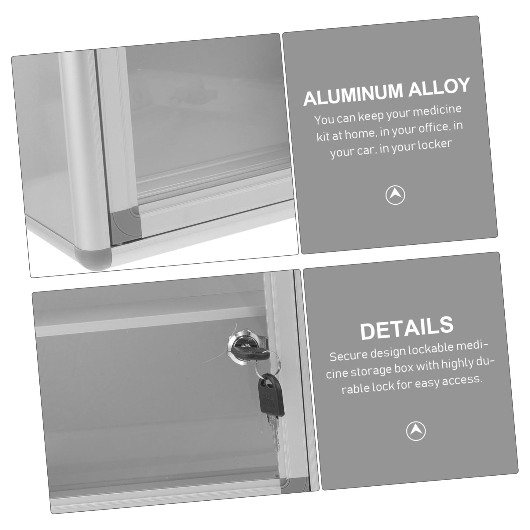 ERINGOGO Botiquín de Aleación de Aluminio de Primeros Auxilios Profesional Diseño Seguro y Almacenamiento Multifuncional para Pared Adecuado para Actividades al Aire Libre