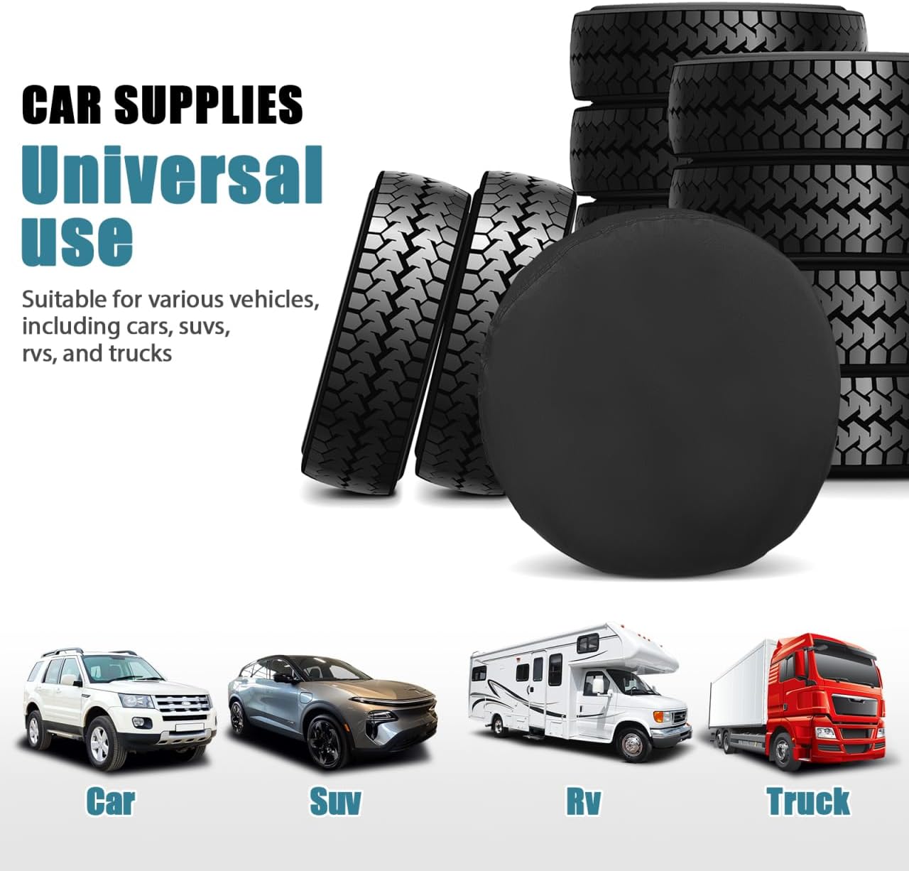 ULTECHNOVO Tire Covers 4 Pack - Tough Wheel Protector for Truck, SUV, Trailer, Camper, RV Universal Fits Tire Diameters 23-25.75 inches, Black