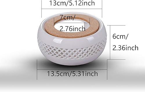 Miniatura 2 de Calentador de tetera de cerámica, calentador de luz de té, blanco, diseño para tetera de vidrio, base de calentador de tetera (5.3 x 2.4 pulgadas)