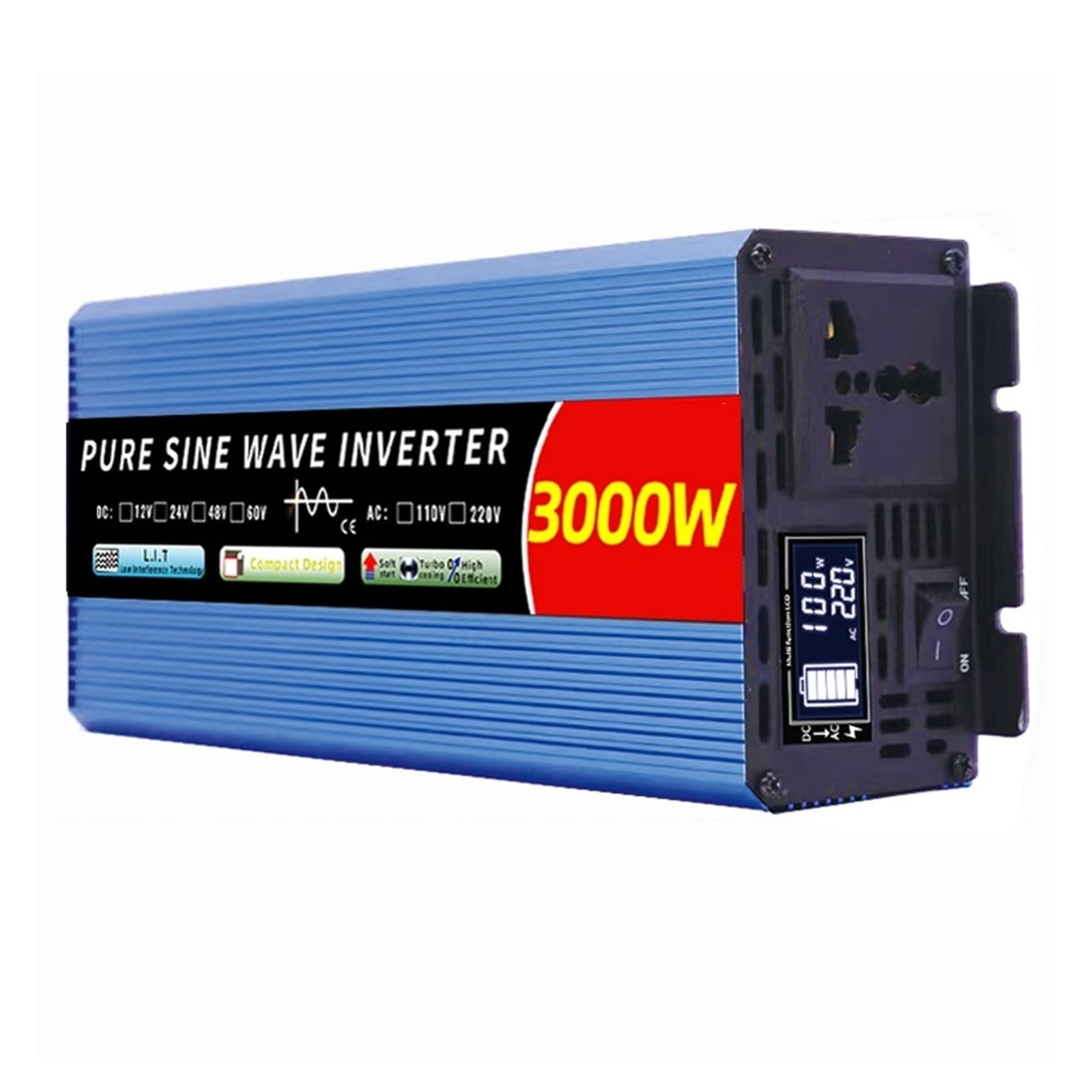 Onduleur sinusoïdal pur 12v 2500w à 6000w convertisseur voiture