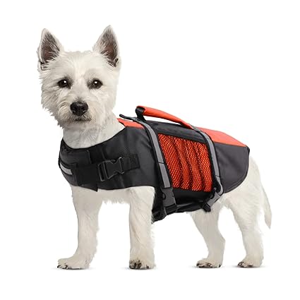 KOESON Dog Life Jacket Safety Pet Life Vest, Adjustable Dogs Lifesaver with High Buoyancy and Rescue Handle, Ripstop Life Preserver for Small Medium and Large Dogs at The Swimming Pool, Beach