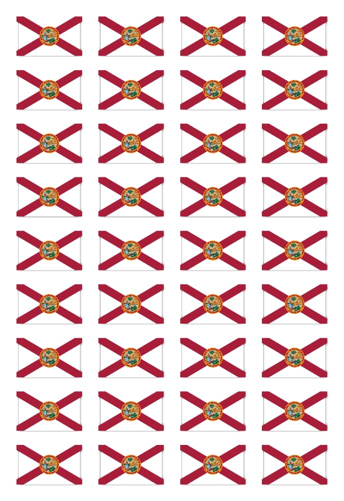 Pegatinas de 25 x 15 mm, 36 unidades, diseño de bandera de Estados Unidos de América, Estado de Florida, FL de Estados Unidos, para coche, ordenador portátil y más