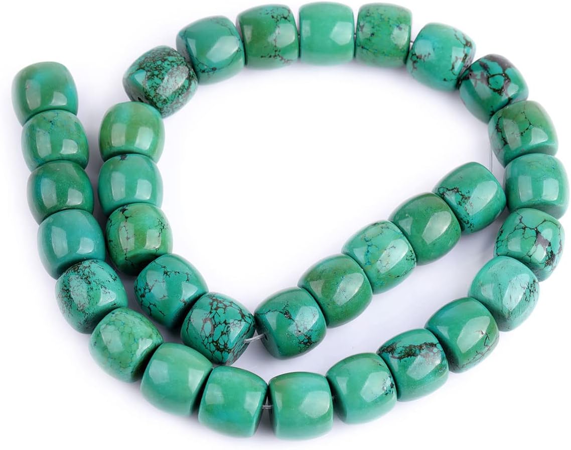 JOE FOREMAN 12x14mm Old Turquoise Semi Precious Stone Rondelle Green Loose Beads for Jewelry Making DIY Handmade Craft Supplies 15"