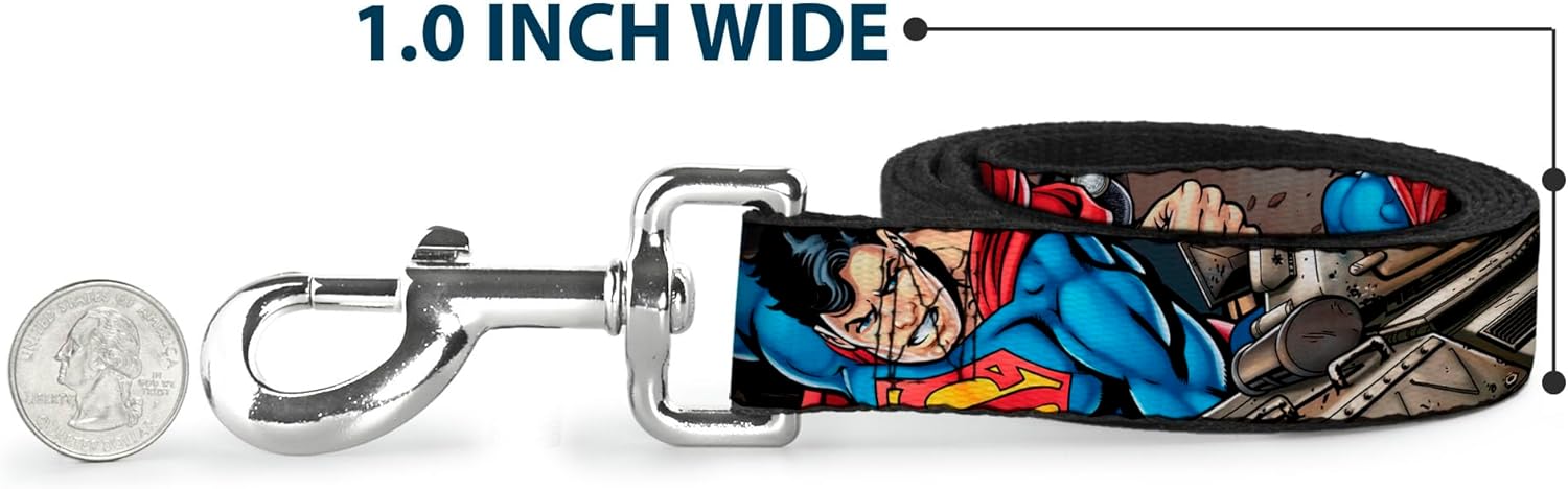 Dog Leash Superman Metropolis Face Off 6 Feet Long 1.0 Inch Wide