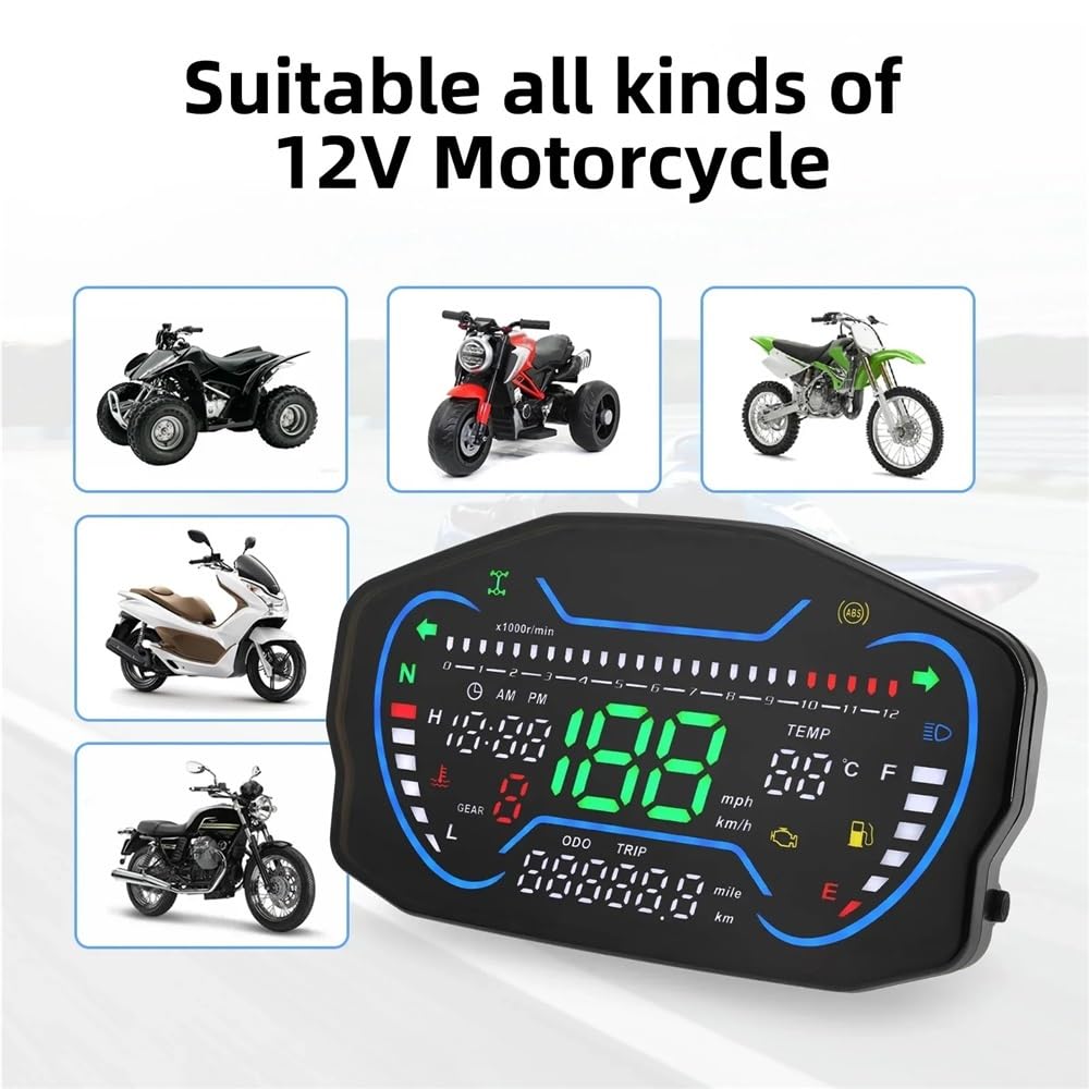 Moto velocímetro Digital para motocicleta, tablero LED, tacómetro de