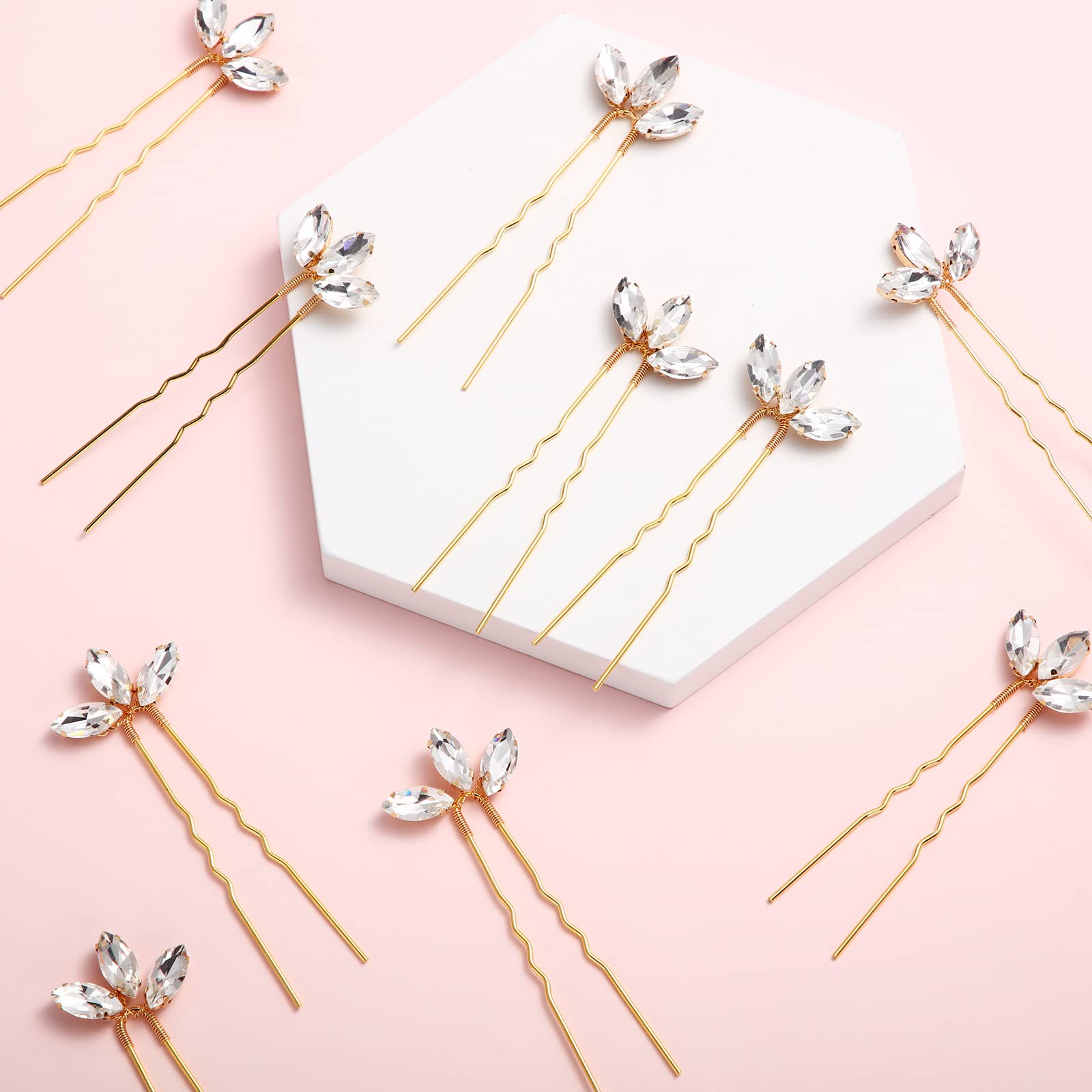 10 Piece Bridal Hair Pins Set Rhinestone Crystal Hair Clips Taolema 10 Piece Rhinestone Bridal Hair Clip Set - Elegant  main image 4