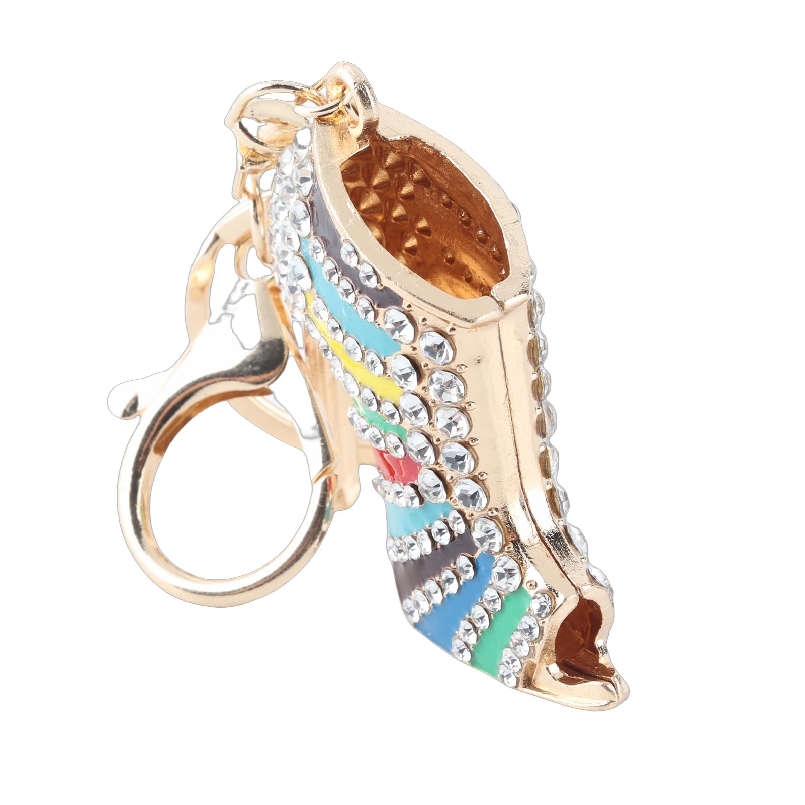 Fdit Girls Multicoloured Rhinestone Crystal Keyring Charm Pendant Purse Key Ring Keychain Multi-Color Unique Shape Woman Lady