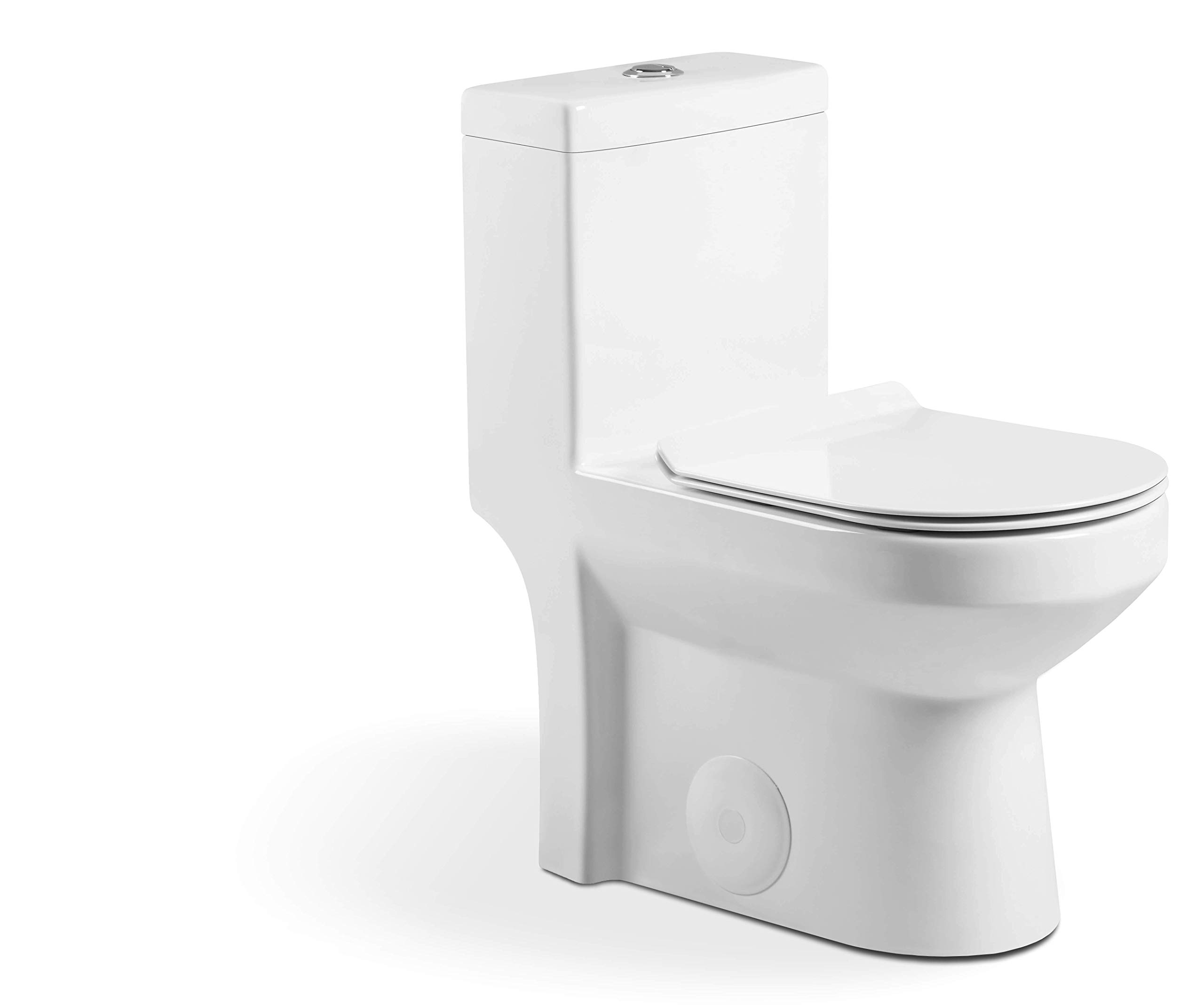 Fine Fixtures Modern One-Piece Toilet, High-Efficiency Dual Flush System, Compact Space-Saver Design, Round Toilet Seat, Standard 12" Rough-In