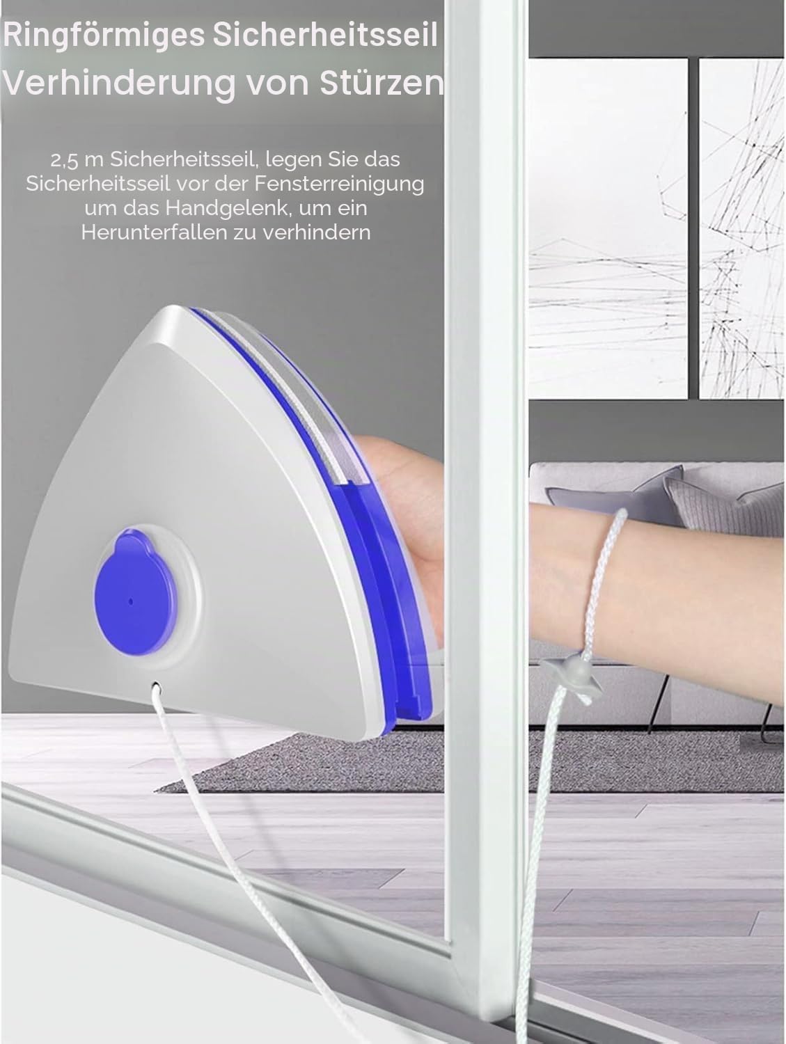 Doppelseitiger magnetischer Fensterreiniger Magnet Glasreiniger für Fenster mit Einer Dicke von 3-8 mm, reinigt innen und außen